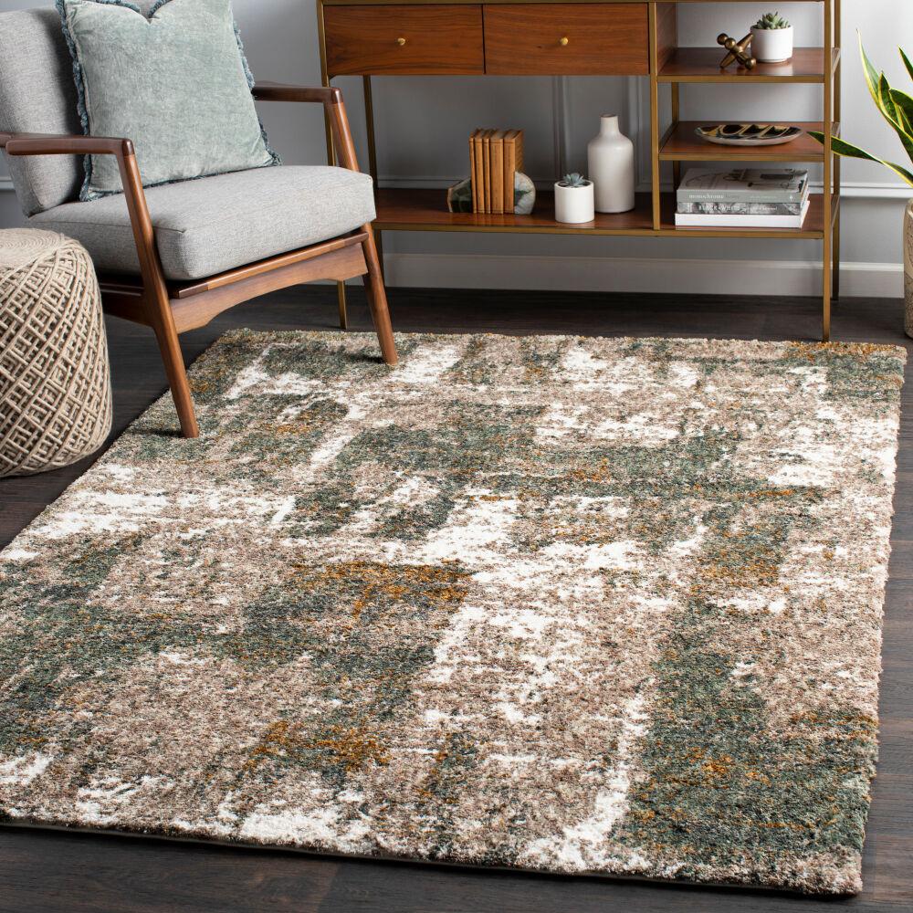 Surya Celestial Shag CSG-2306 Cream;Dark Brown;Deep Teal;Gray;Medium Gray;Mustard;Sage 9' x 12' Rug
