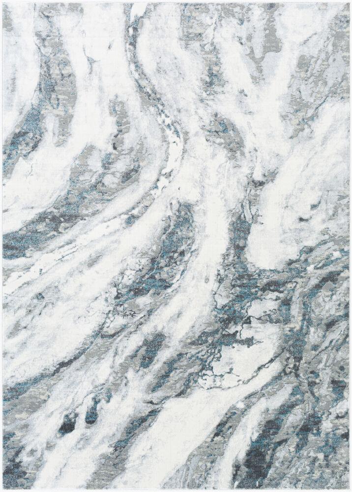 Surya Edinburgh EDG-2304 Aqua;Charcoal;Gray;Light Gray;Light Slate;White 5'3" x 7'3" Rug
