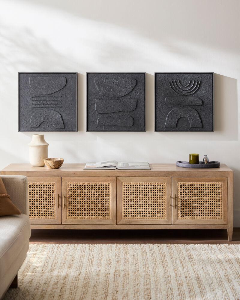 Surya Exploration EXPL-003 Black;Brown 20"H x 20"W x 2"D Wall Art