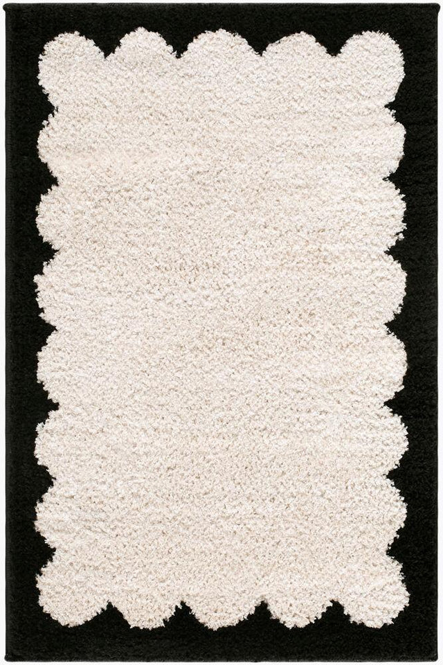 Surya Fossay Shag FSG-2342 Black;Cream 6'7" x 9' Rug