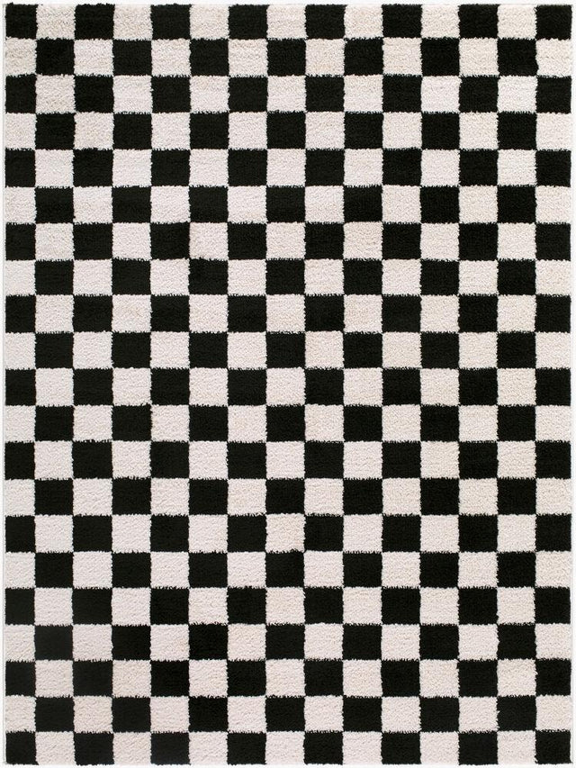 Surya Fossay Shag FSG-2347 Black;Cream 5'3" x 7' Rug