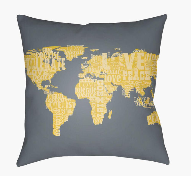 Surya Jetset JT-006 Charcoal;Yellow 20"L x 20"W Fabric
