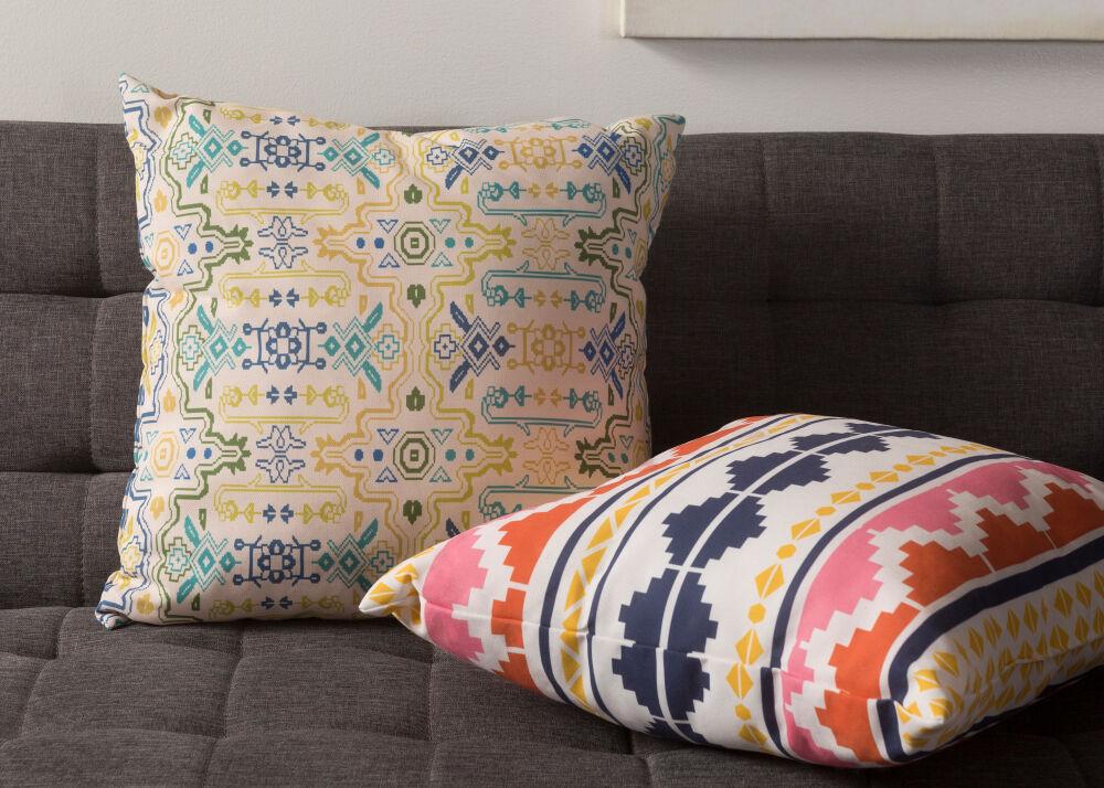 Surya Littles LI-007 Burnt Orange;Dark Blue;Ivory;Pink;Yellow 18"L x 18"W Fabric