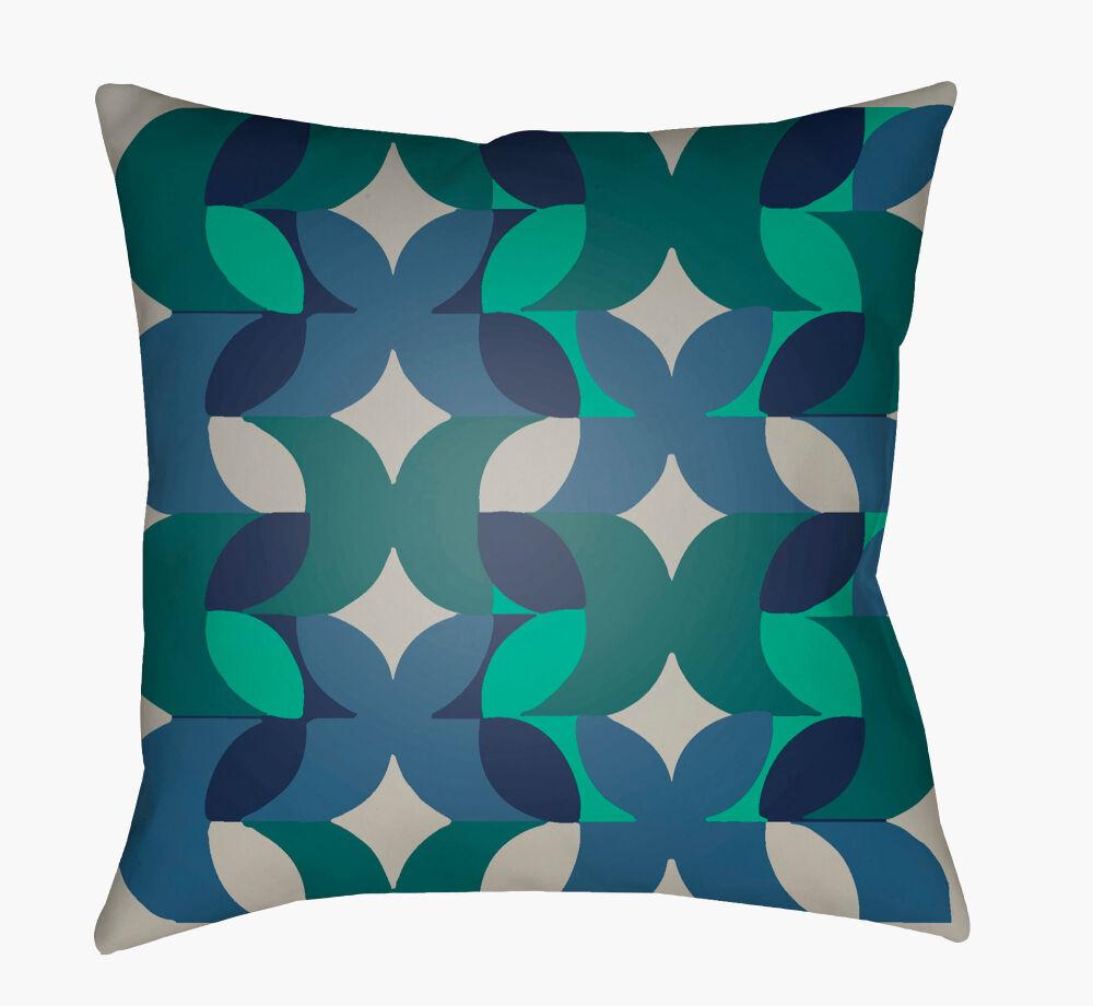 Surya Moderne MD-095 Blue;Dark Blue;Emerald;Light Gray;Teal 18"L x 18"W Fabric