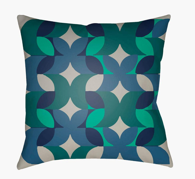 Surya Moderne MD-095 Blue;Dark Blue;Emerald;Light Gray;Teal 18"L x 18"W Fabric