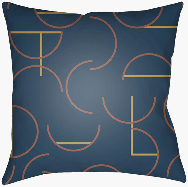Surya Modern Circles MEC-003 Medium Brown;Metallic Gold;Navy 14"L x 22"W Fabric