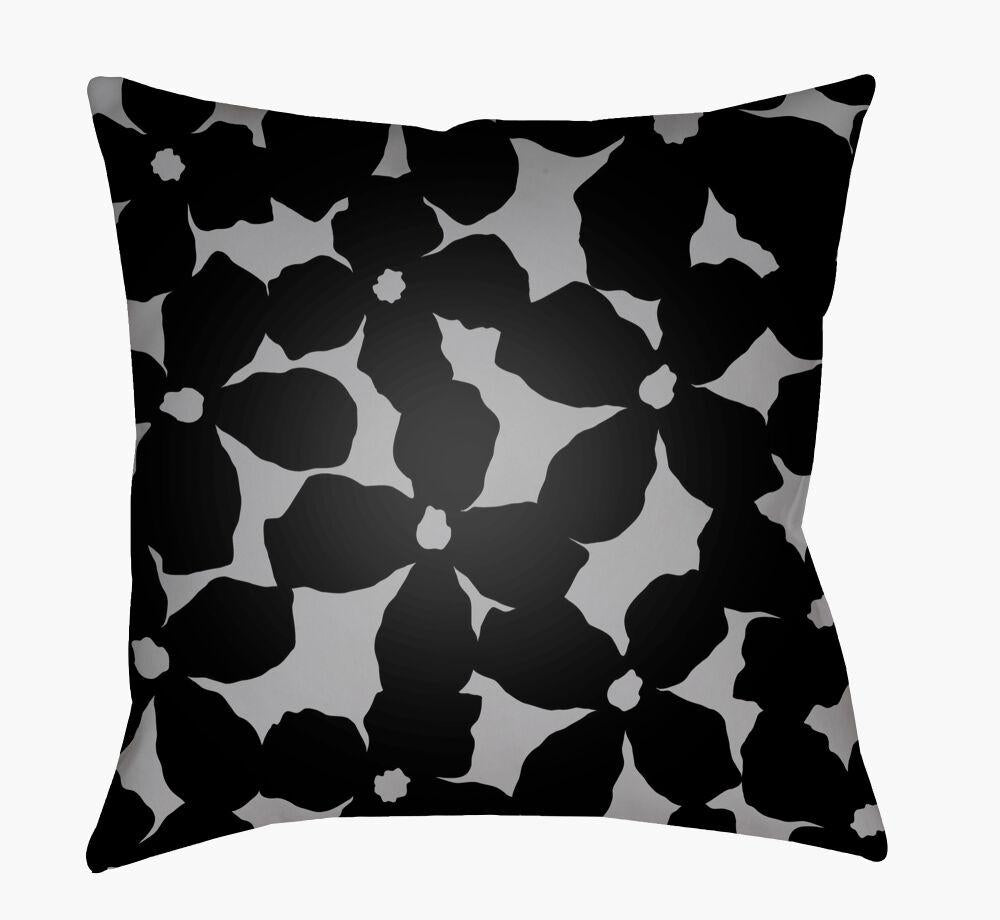 Surya Moody Floral MF-001 Black;Slate 22"L x 22"W Fabric