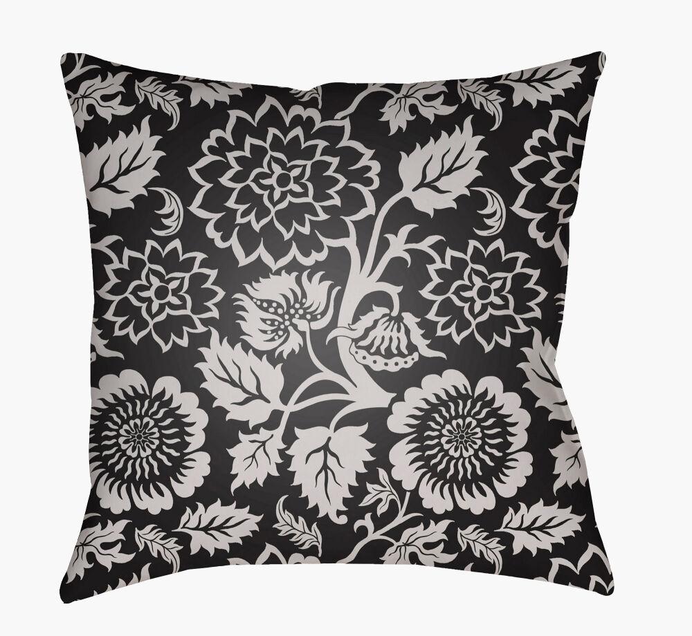 Surya Moody Floral MF-028 Black;Light Gray 18"L x 18"W Fabric