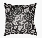 Surya Moody Floral MF-028 Black;Light Gray 18"L x 18"W Fabric