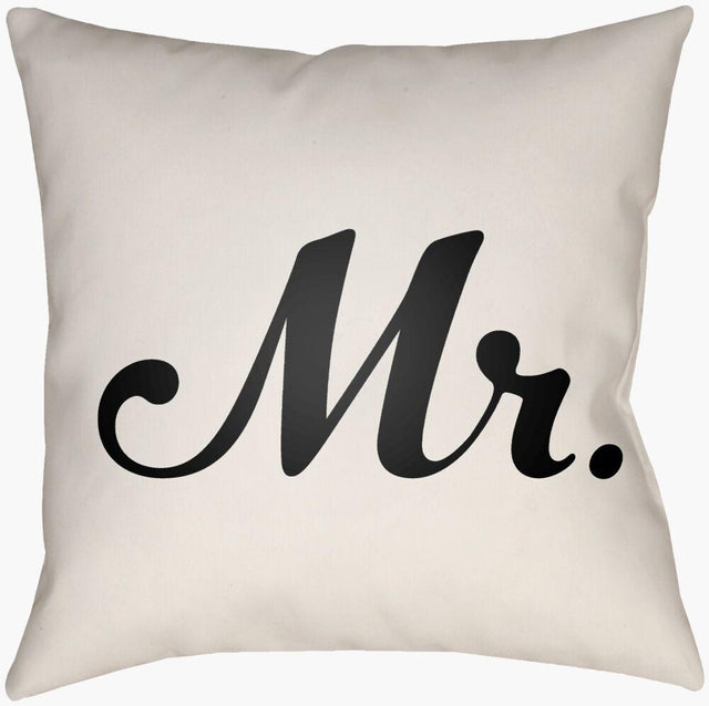 Surya Mr & Mrs MRSS-005 Black;Ivory 16"L x 16"W Fabric