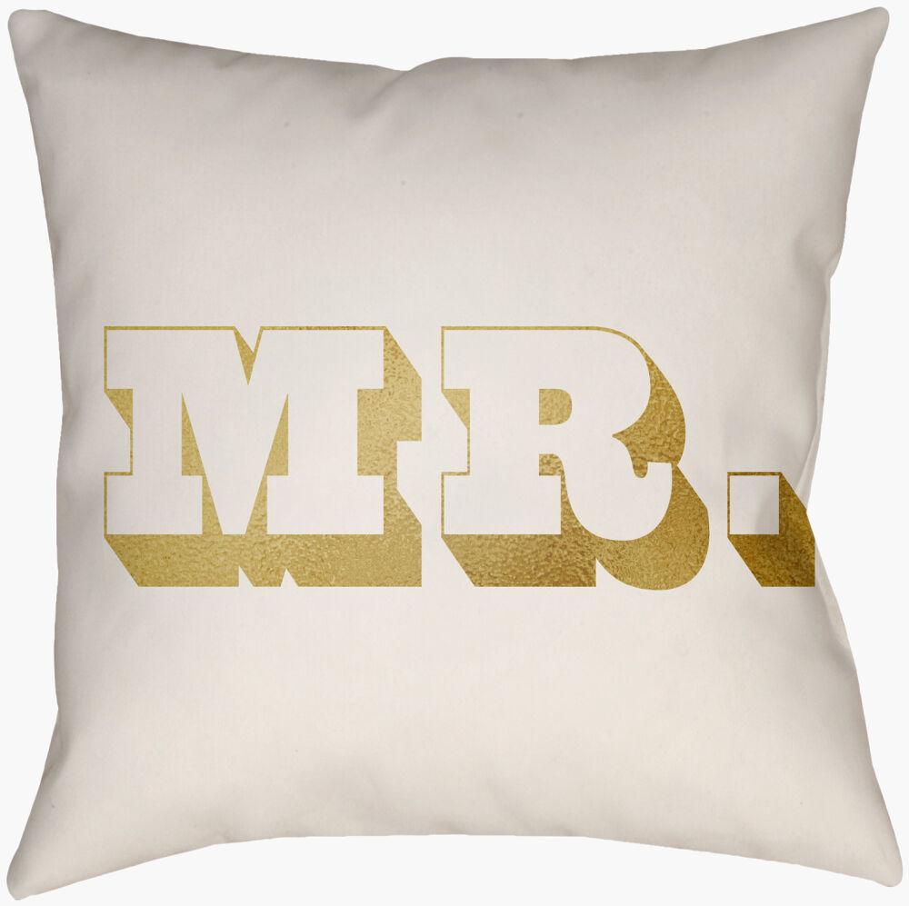 Surya Mr & Mrs MRSS-006 Ivory;Metallic Gold 16"L x 16"W Fabric
