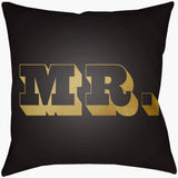 Surya Mr & Mrs MRSS-008 Black;Metallic Gold 16"L x 16"W Fabric