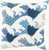 Surya Mizu MZ-015 Aqua;Charcoal;Ivory;Navy 20"L x 20"W Fabric