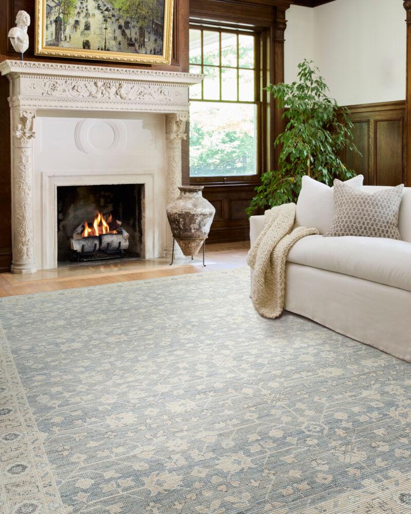 Surya Asha NBAS-2304 Mustard;Off-White;Sky Blue 5'3" x 7' Rug