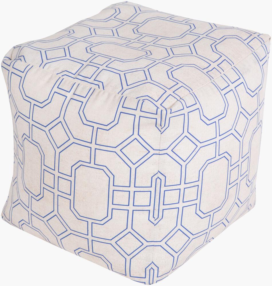 Surya Rain POUF-286 Dark Blue;Light Gray 18"H x 18"W x 18"D Fabric