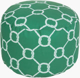 Surya Rain POUF-297 Emerald;Off-White 13"H x 20"W x 20"D Fabric