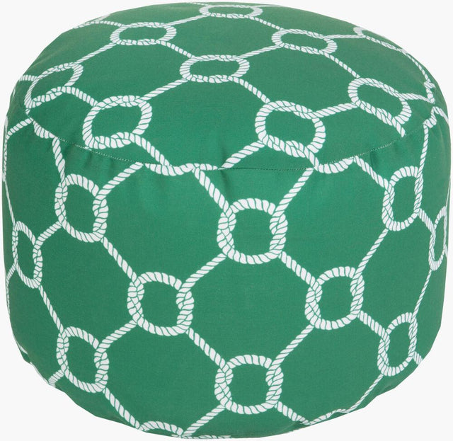 Surya Rain POUF-297 Emerald;Off-White 13"H x 20"W x 20"D Fabric