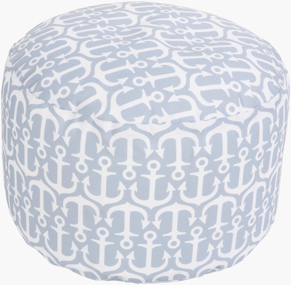 Surya Rain POUF-308 Medium Gray;Off-White 13"H x 20"W x 20"D Fabric