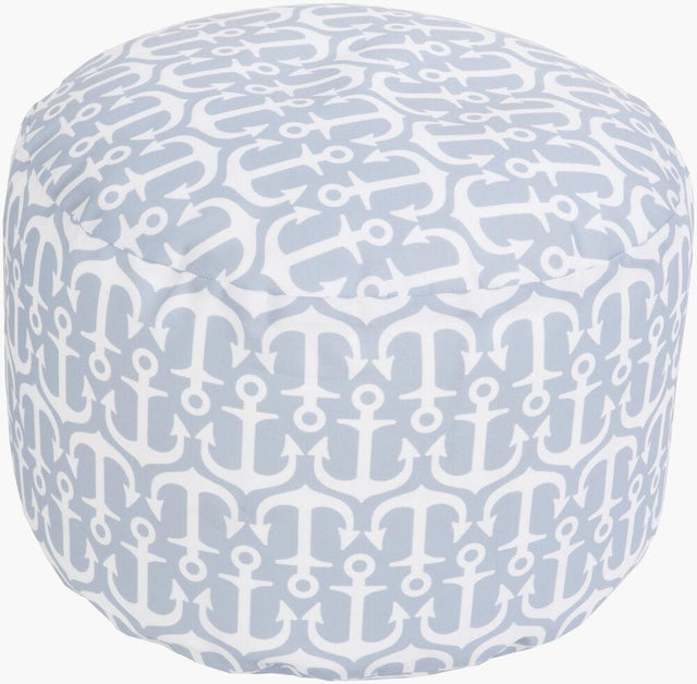 Surya Rain POUF-308 Medium Gray;Off-White 13"H x 20"W x 20"D Fabric