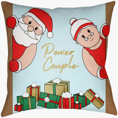 Surya Power Couple PWC-001 Black;Brown;Emerald;Ice Blue;Metallic Gold;Peach;White 16"L x 16"W Fabric