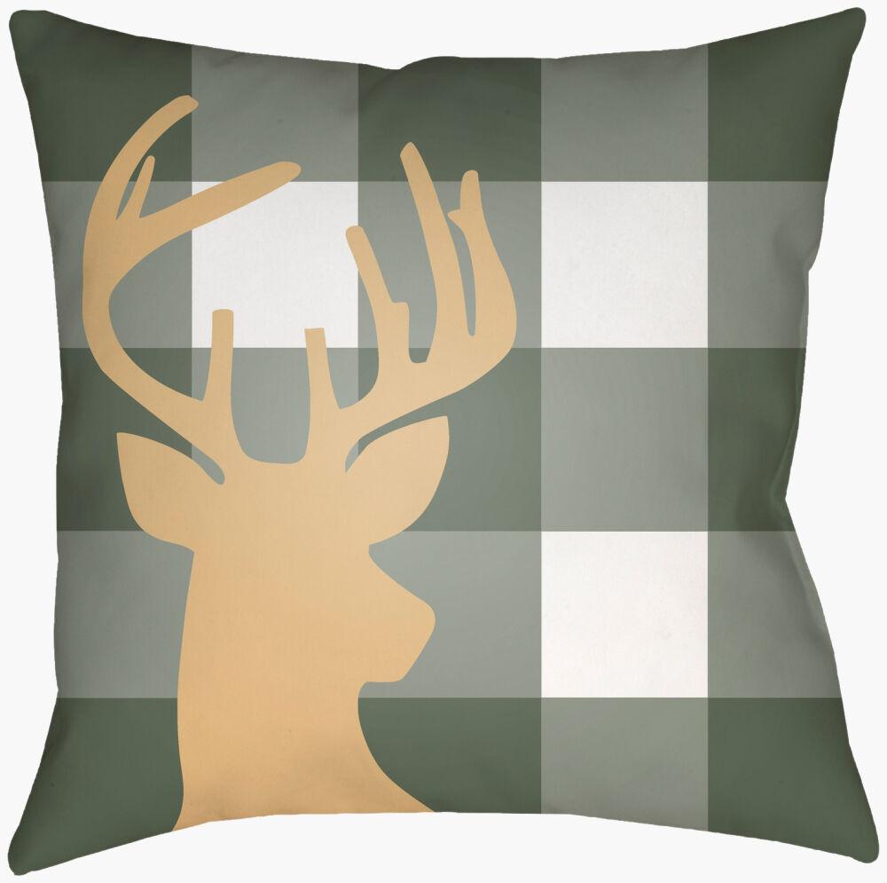 Surya Reindeer Buffalo RDB-002 Dusty Sage;Metallic Gold;Olive;White 18"L x 18"W Fabric