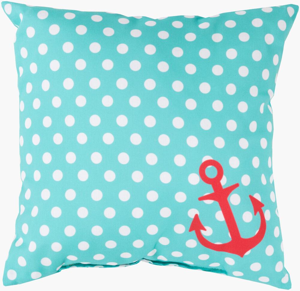Surya Rain RG-124 Aqua;Off-White;Red 18"L x 18"W Fabric
