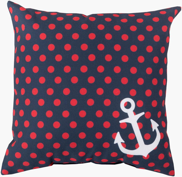 Surya Rain RG-125 Ink Blue;Off-White;Red 18"L x 18"W Fabric