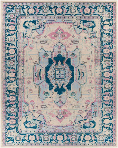 Surya Ustad UST-2328 Blue;Cream;Dusty Pink;Ice Blue;Medium Gray 2' x 2'11" Rug