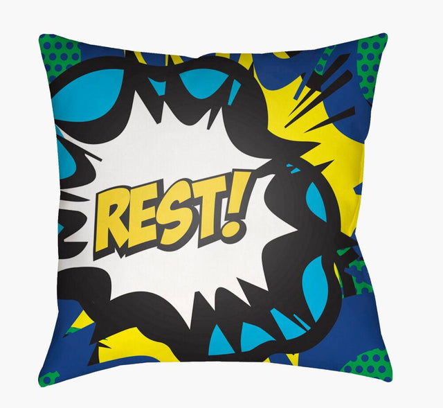 Surya Warhol WA-020 Aqua;Dark Blue;Green;Lilac;Yellow 20"L x 20"W Fabric