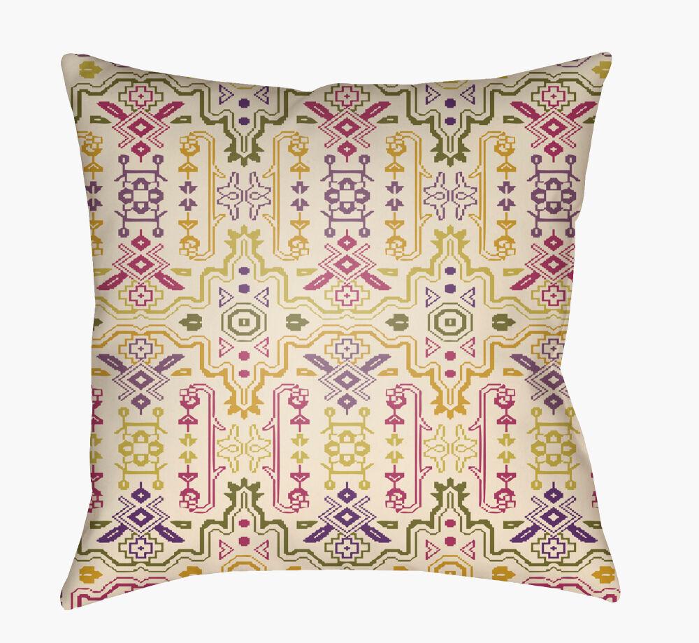 Surya Yindi YN-010 Cream;Fuchsia;Olive;Rose 22"L x 22"W Fabric