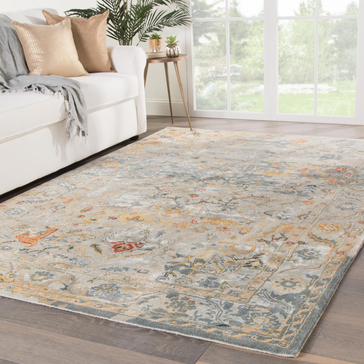 Jaipur Living Citrine Cristobol Floral Orange / Gray 13' x 18' Rug