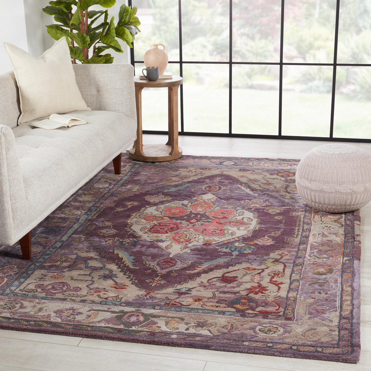 Jaipur Living Citrine Raisa Floral Purple / Gray 12' x 15' Rug