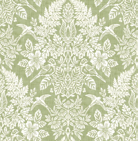 A-Street Prints Chris Loves Julia Finch Light Green Wallpaper