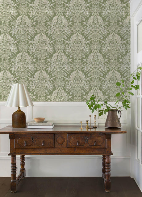 A-Street Prints Chris Loves Julia Finch Light Green Wallpaper