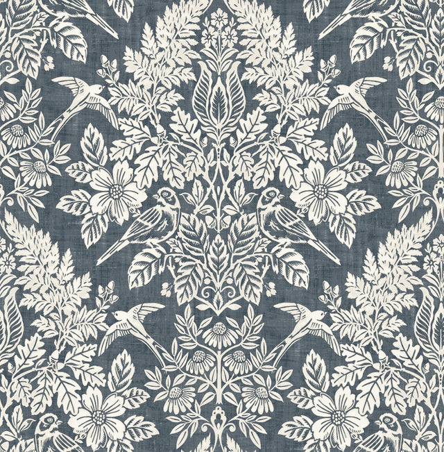 A-Street Prints Chris Loves Julia Finch Blue Wallpaper