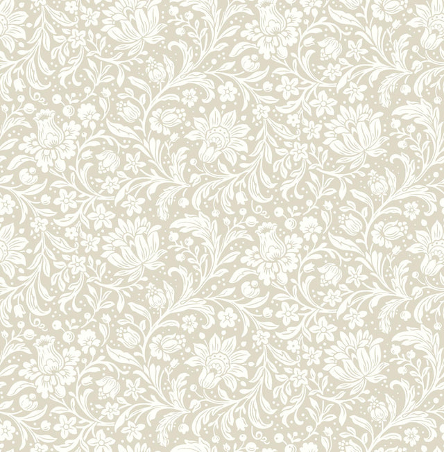 A-Street Prints Chris Loves Julia Hague Beige Wallpaper