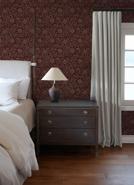 A-Street Prints Chris Loves Julia Hague Burgundy Wallpaper