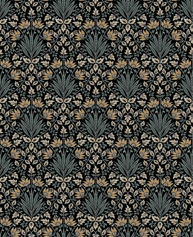 A-Street Prints Chris Loves Julia Woodbury Black Wallpaper