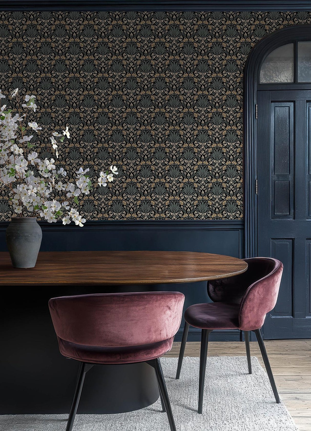 A-Street Prints Chris Loves Julia Woodbury Black Wallpaper
