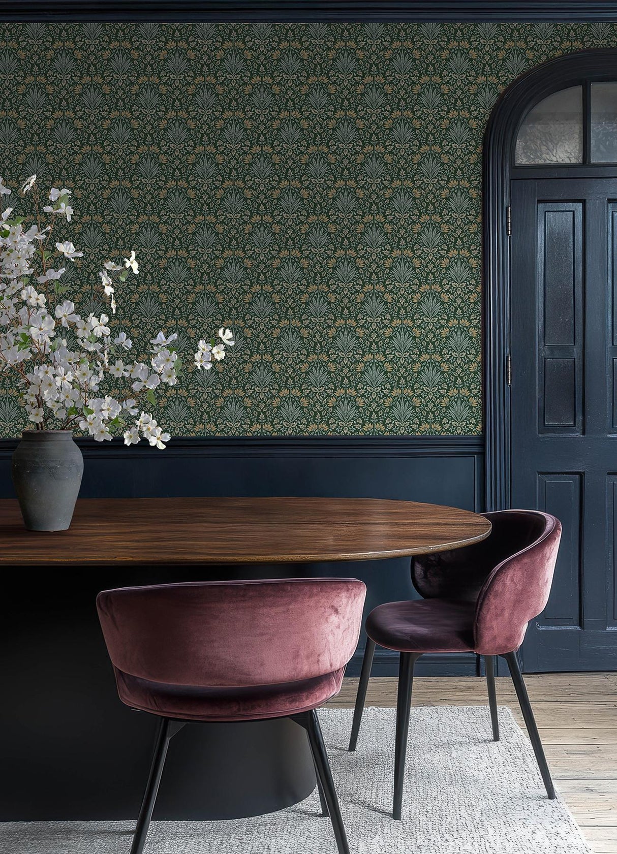 A-Street Prints Chris Loves Julia Woodbury Evergreen Wallpaper