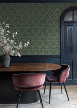 A-Street Prints Chris Loves Julia Woodbury Evergreen Wallpaper