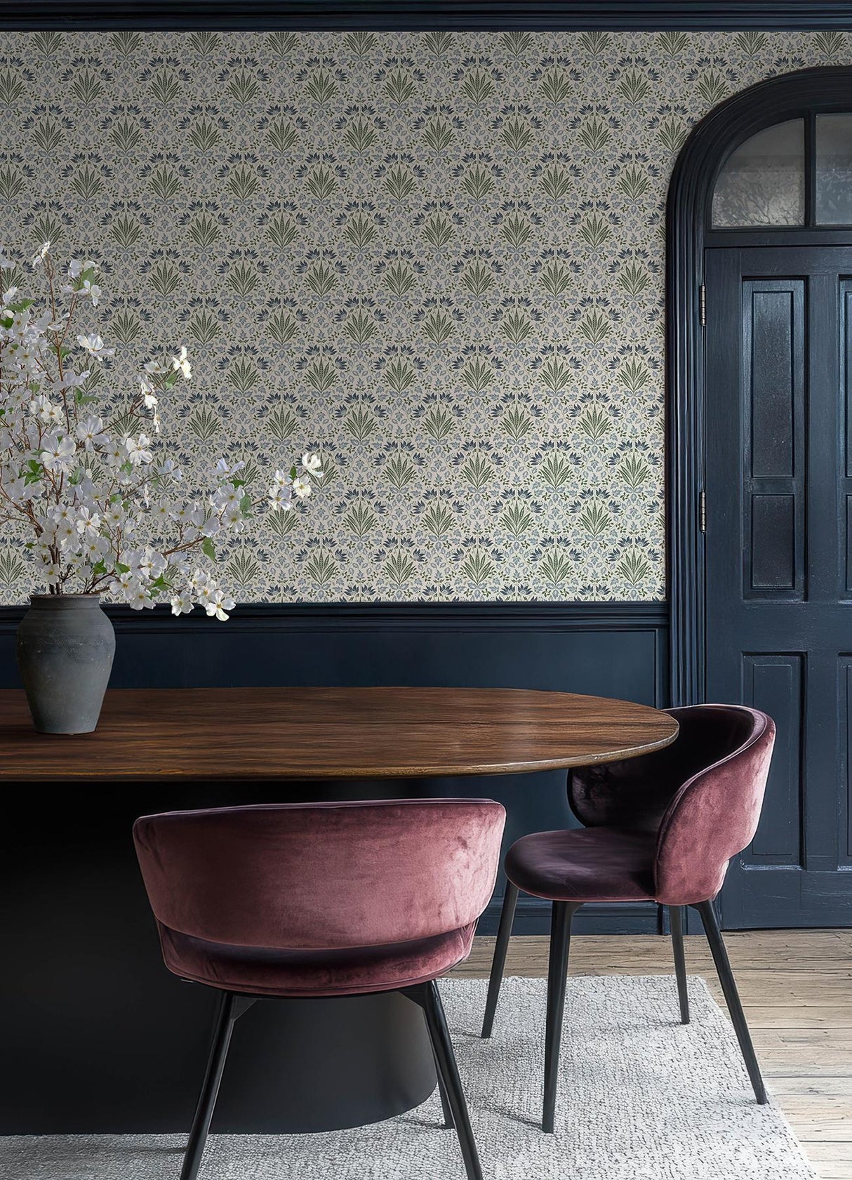 A-Street Prints Chris Loves Julia Woodbury Blue Wallpaper