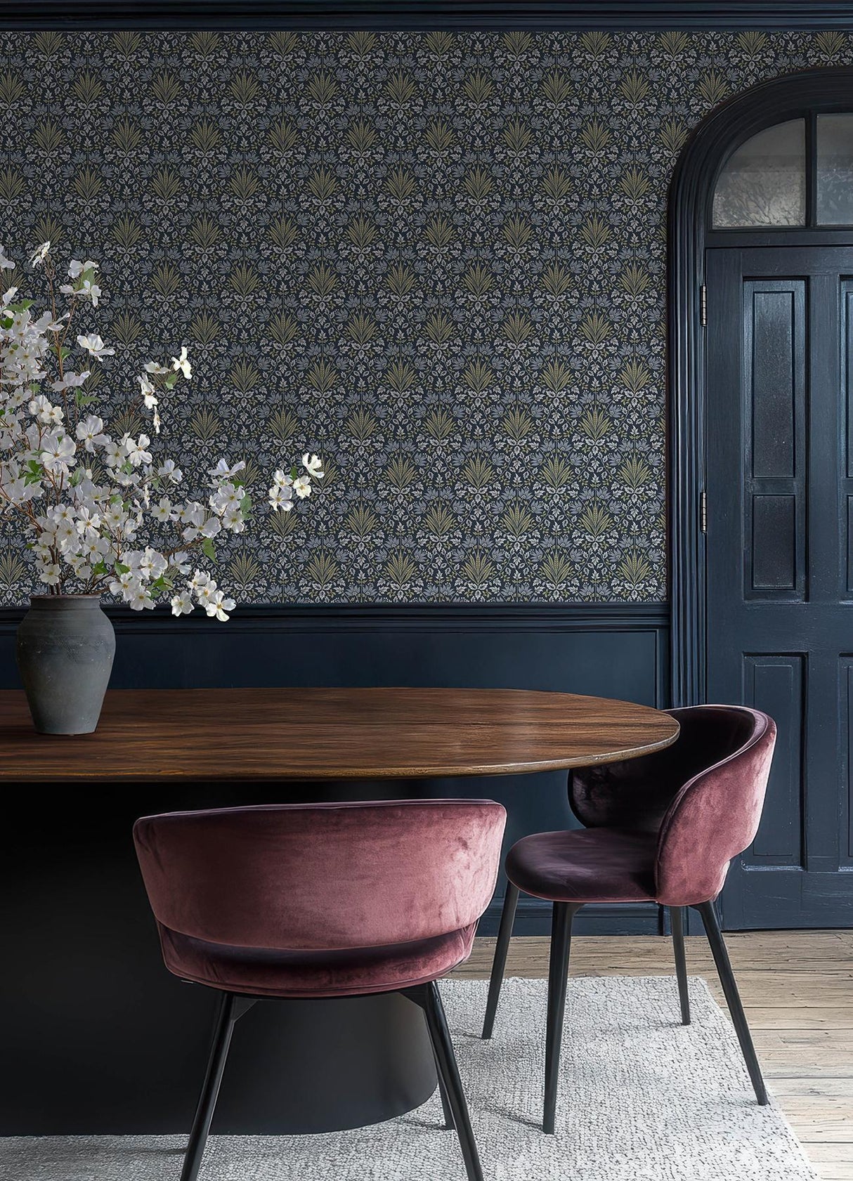 A-Street Prints Chris Loves Julia Woodbury Navy Wallpaper