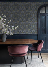 A-Street Prints Chris Loves Julia Woodbury Navy Wallpaper
