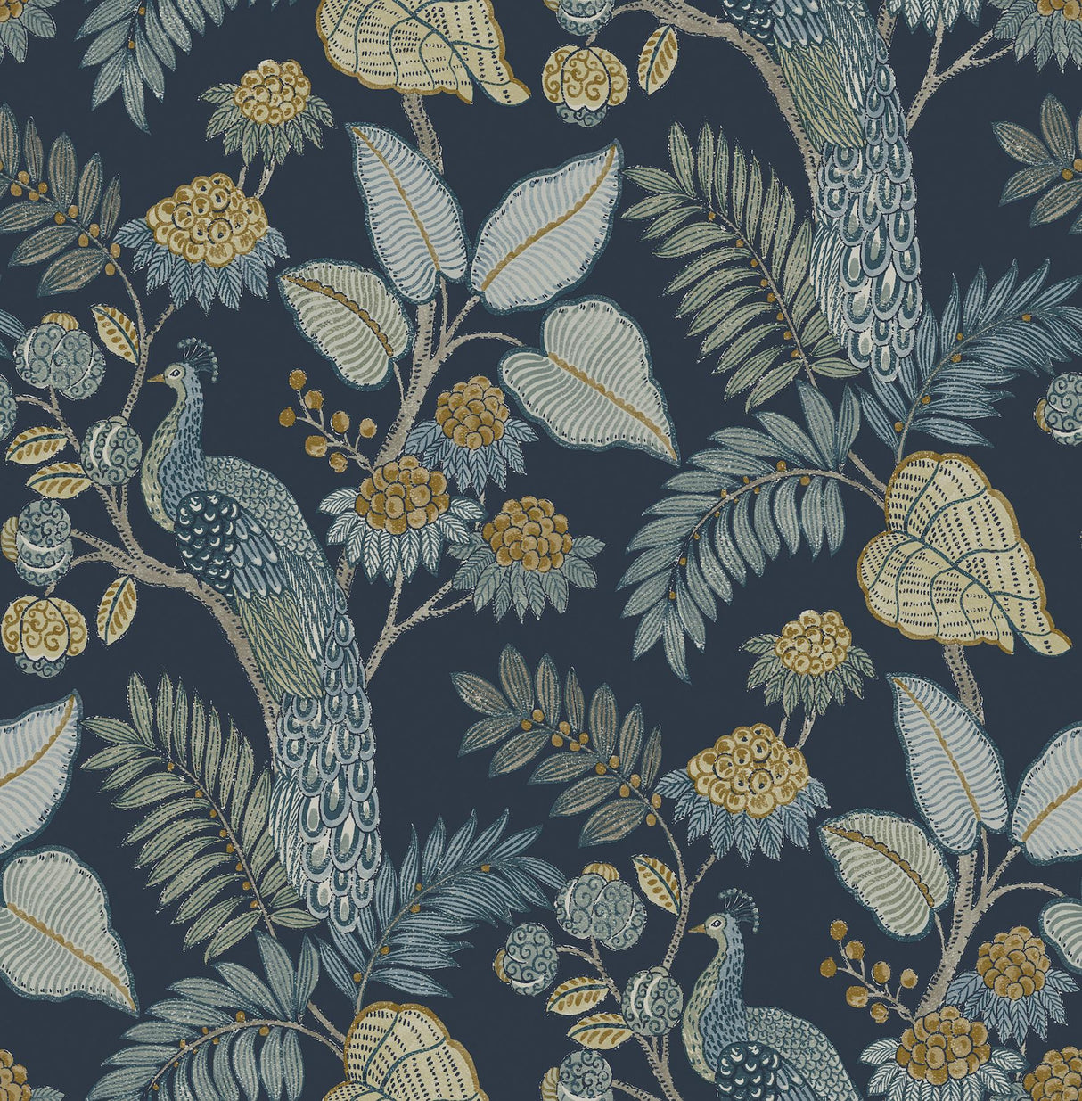A-Street Prints Chris Loves Julia Geneva Dark Blue Wallpaper