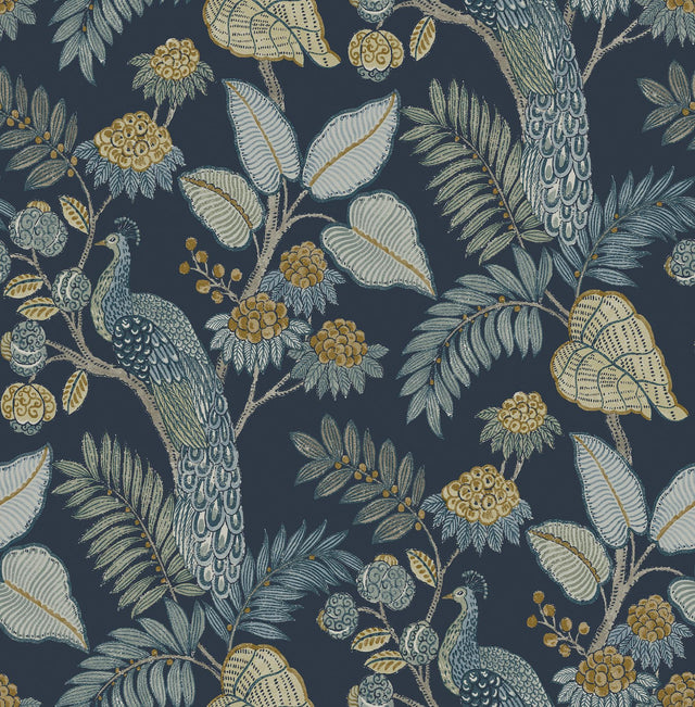 A-Street Prints Chris Loves Julia Geneva Dark Blue Wallpaper