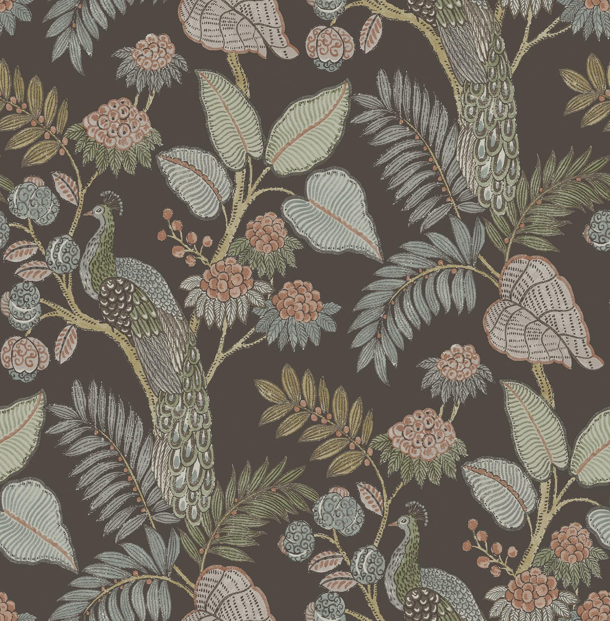 A-Street Prints Chris Loves Julia Geneva Chocolate Wallpaper