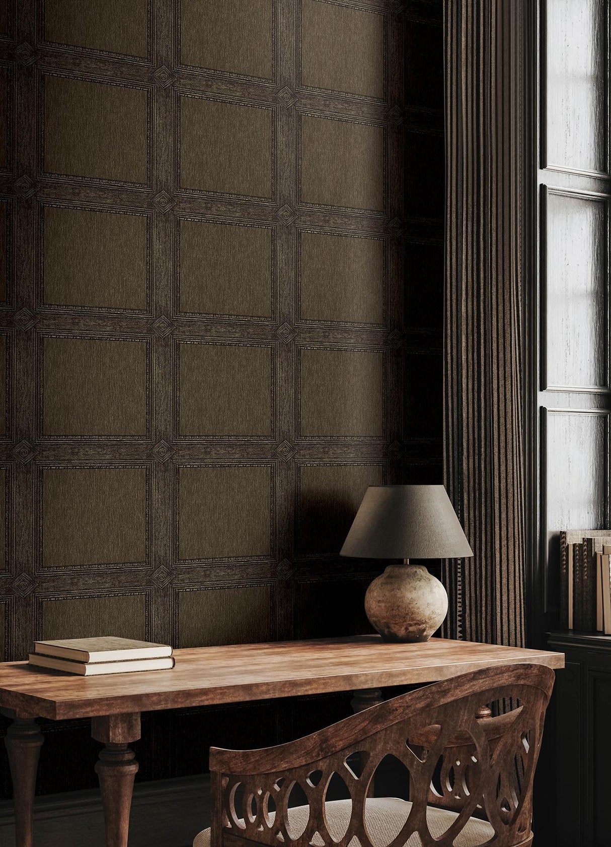 A-Street Prints Chris Loves Julia Moorland Dark Brown Wallpaper