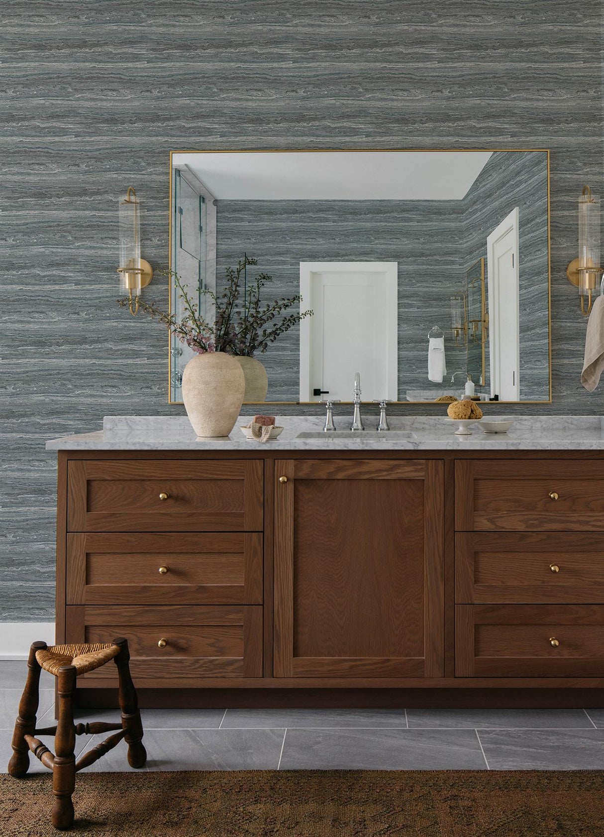 A-Street Prints Chris Loves Julia Lyman Blue Wallpaper