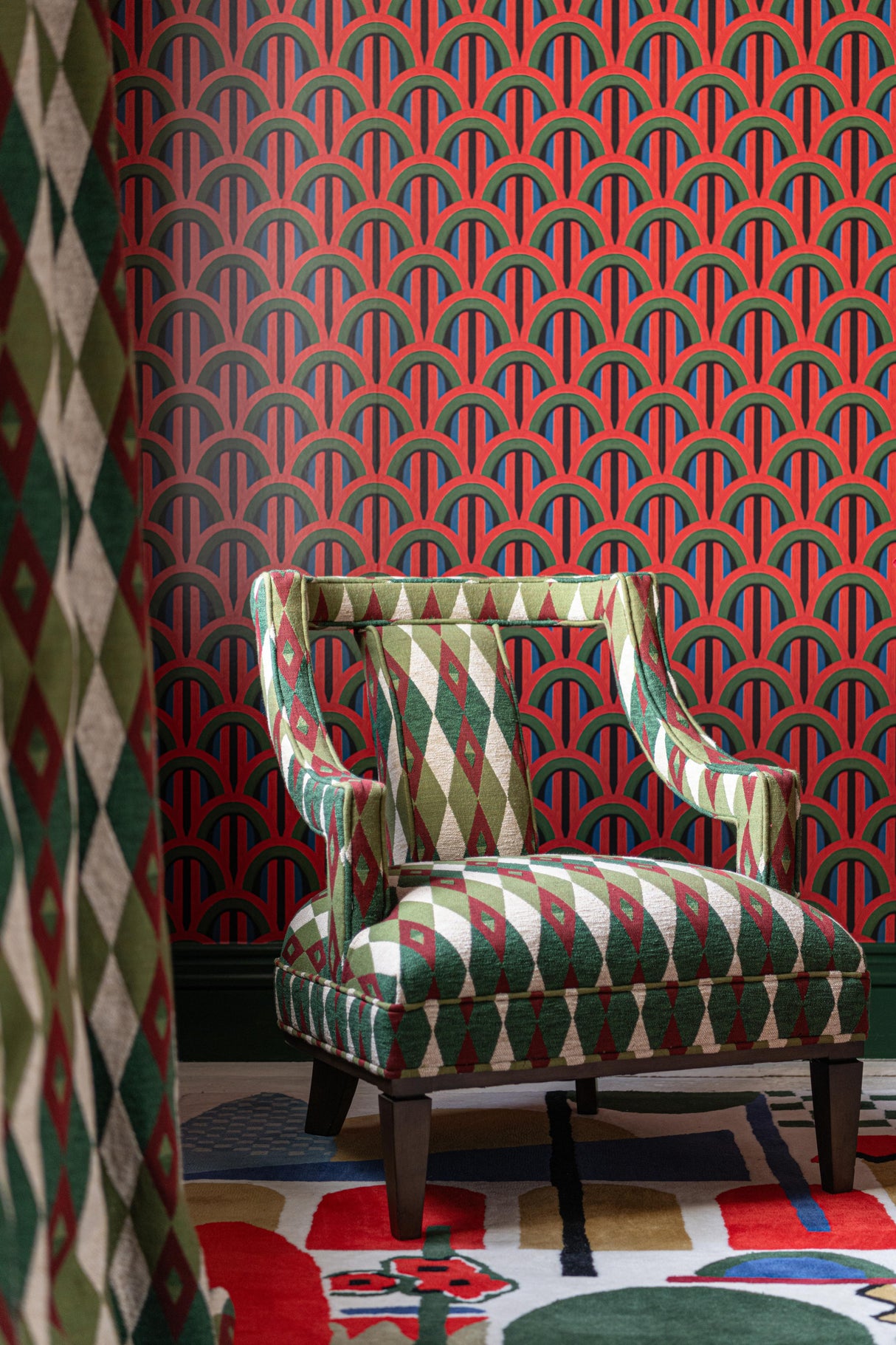 MindTheGap CHARMING CHAIR - GIARDINO Woven Fabric W28 D32 H34 in Furniture